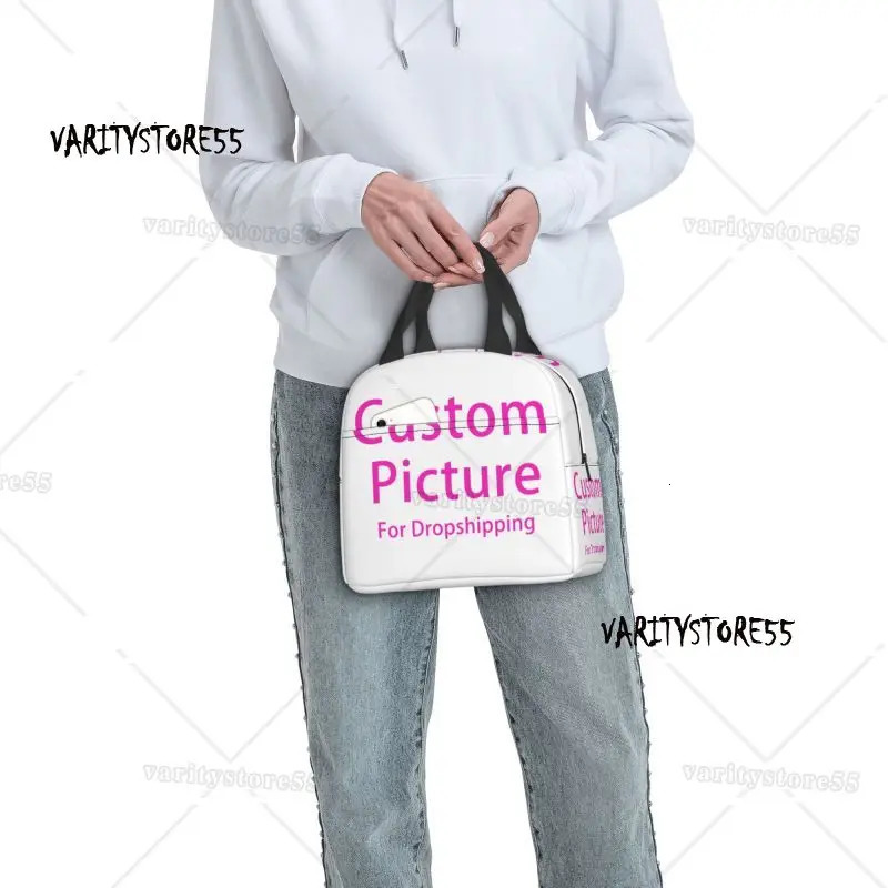 Custom Po Lunch Box Waterproof Customized DIY Print Cooler Thermal Food Insulated Lunch Bag Portable Picnic Tote Bags 250224