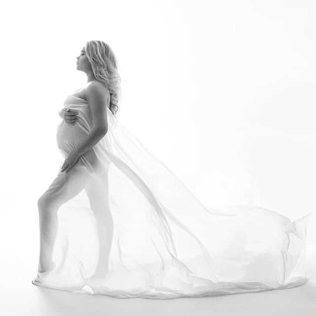 Soft Chiffon Fabric Maternity Photography Props Dress Studio Shooting Accessories Transparent Tulle Simple Modeling Fabric X250224
