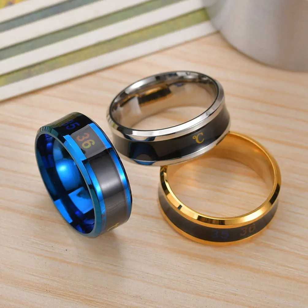 Fashion jewelry ring sensor body temperature ring mens multi stainless steel fashion display real-time testing finger ring W250225