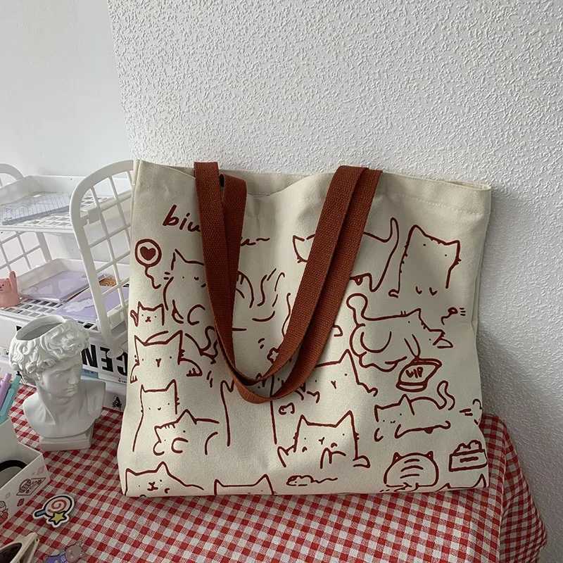 Canvas Bag Womens Handbag Shopping Bag Cute Zipper Handbag Designer Bag Japanese Style Cartoon Small Shoulder Bag Z250224