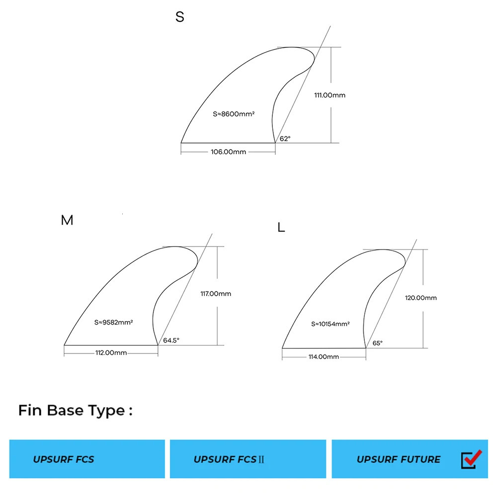 Surfboard Fin Set Tri Fins UPSURF Future S/M/L Honeycomb Fiberglass Orange/Yellow/Blue/Grey/Green with Black Funboard Fins 250222