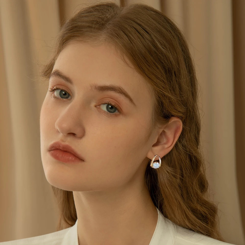 0.5/1 Carat D Color Diamond Stud Earrings 925 Sterling Silver Plated Yellow Gold Ear Studs for Women Fine Jewelry 250221