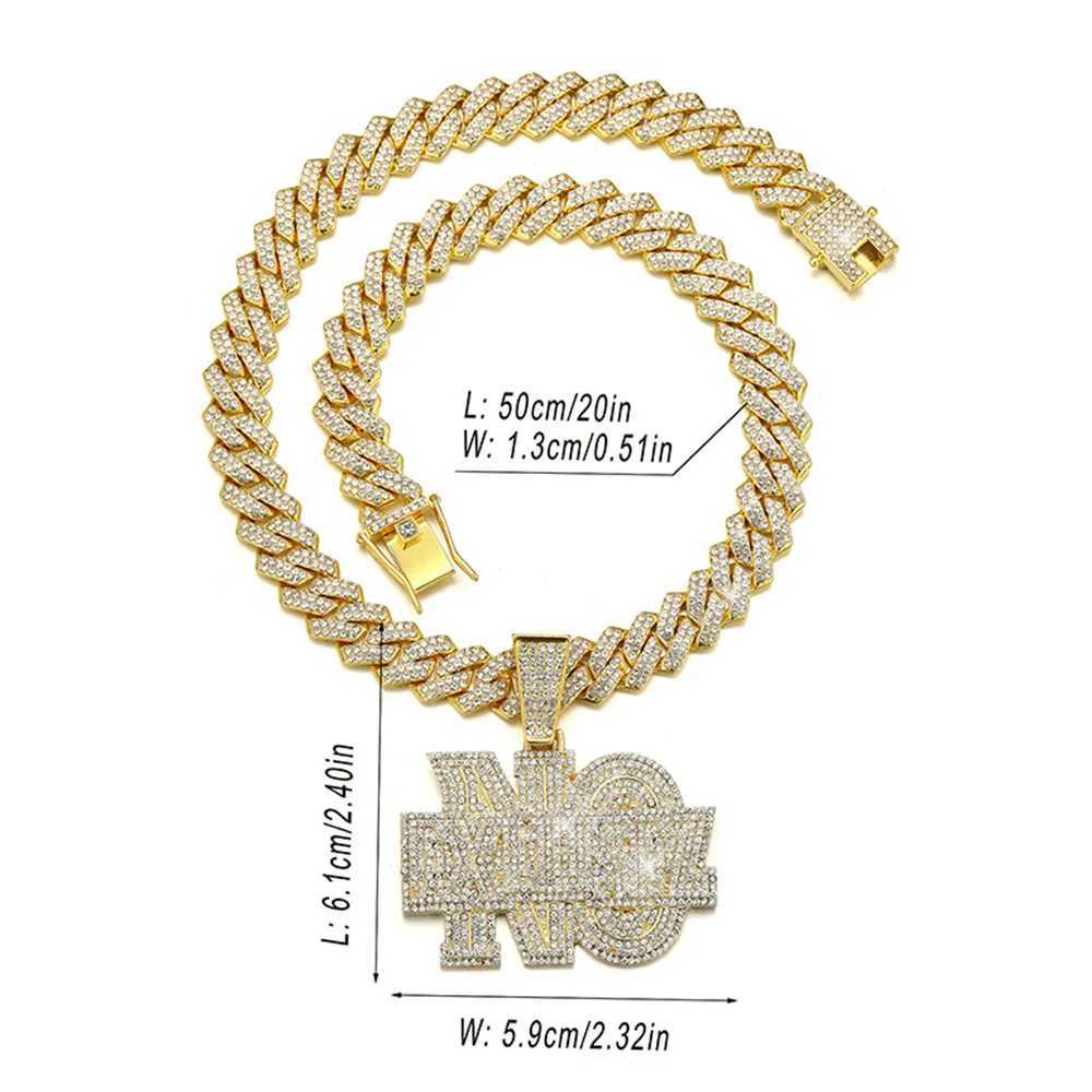 Hip Hop Men Lettes NO EXCUSE Pendant Necklace Gold Plated d Out Bling Crystal Cuban Link Chain Charm Fashion Wen Jewelry X250224
