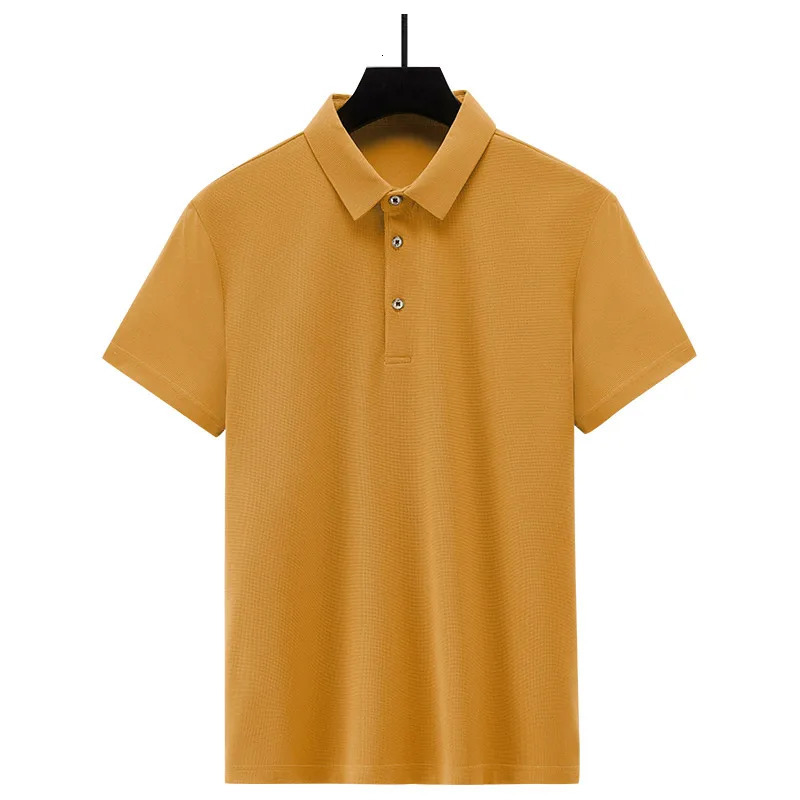 Waffle Ice Pearl Fabric POLO Shirt Mens Top Summer Ice Silk Short Sleeves Mens Fashion 250222