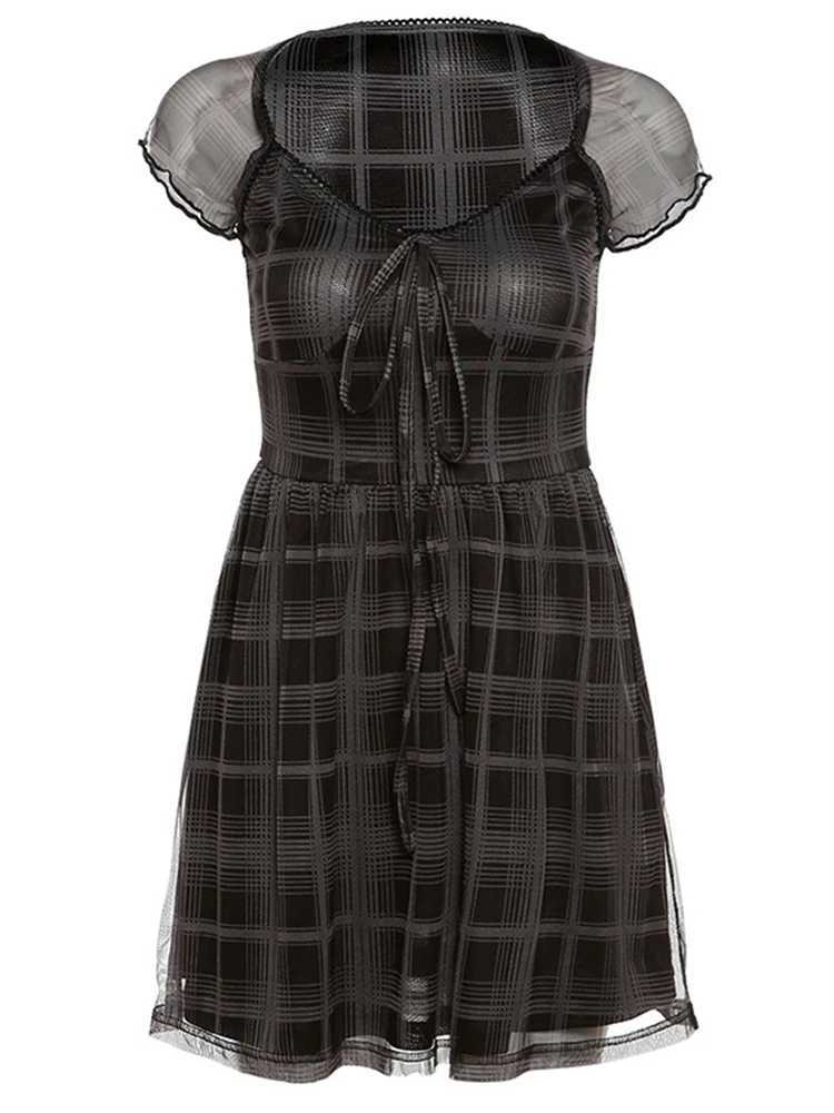 NIBBER grid pattern A-Line short Sve mini womens clothing 2021 summer casual elastic comfortable womens street clothingXJ250224