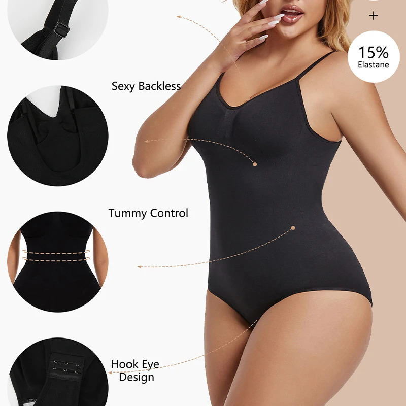 Sexy backless tight fitting clothes with seamless abdominal control and shaping Camis top low back underwear 250213