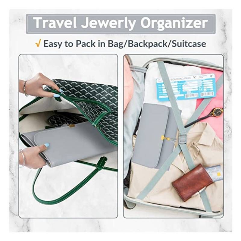 Designer fashion new folding travel portable storage multi-ring earrings jewelry bag