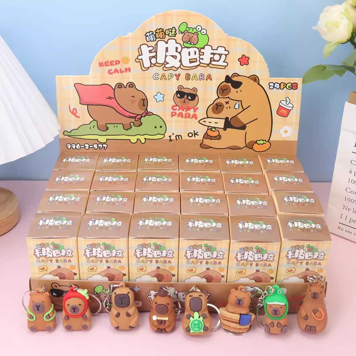 24 boxes of LABUBU canvas blind box figurine pendants cute keychains elementary school prize toys Z250225
