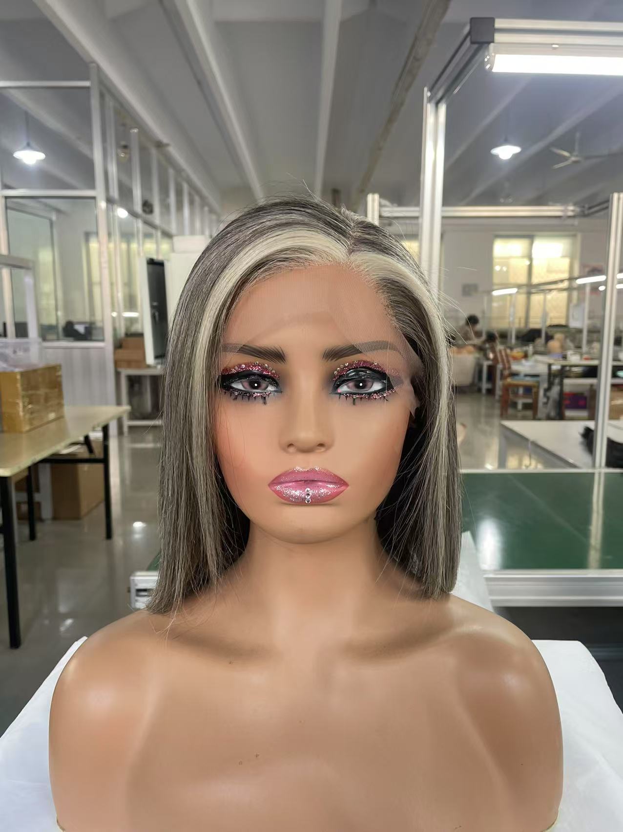 10 12 8 Inch Grey Bob full Lace Front 100% Human Hair Wig 13x4 Colored Short frontal Grey Bob Wig Pre Plucked Natural Hairline Custom Top quality