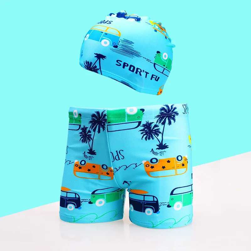 Boys Swimming Trunks 1-8Years Childrens Swimwear Kids Swimsuit Dinasour Boys Swimwear Trunks with Hat DS29 X250224