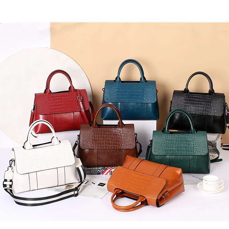 Hifashion Crocodile Pattern Genuine Leather Tote Handbags For Women 2025 Trend Designer Commuting Ladies Shoulder Messenger Bags