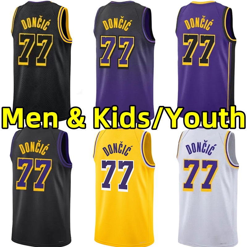Lukaa Doncic Lakerr Basketball Jerseys Men Kids Youth City Stitched Jersey Yellow white vest adult children embroidery