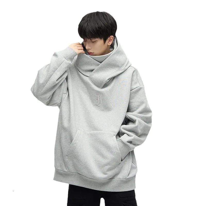 Autumn Ninja Streetwear Turtleneck Hoodies For Men Letter Embroidered Hip Hop Fashion Sweatshirts Y2K Vintage Fleece Hoody 250224