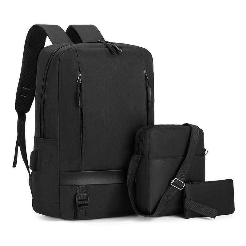 Leisure Backpack Three Piece Set Business Backpack Male Student Bag Customized Computer Backpack 16 Inch Large Capacity Lightweight Day Backpack Trave