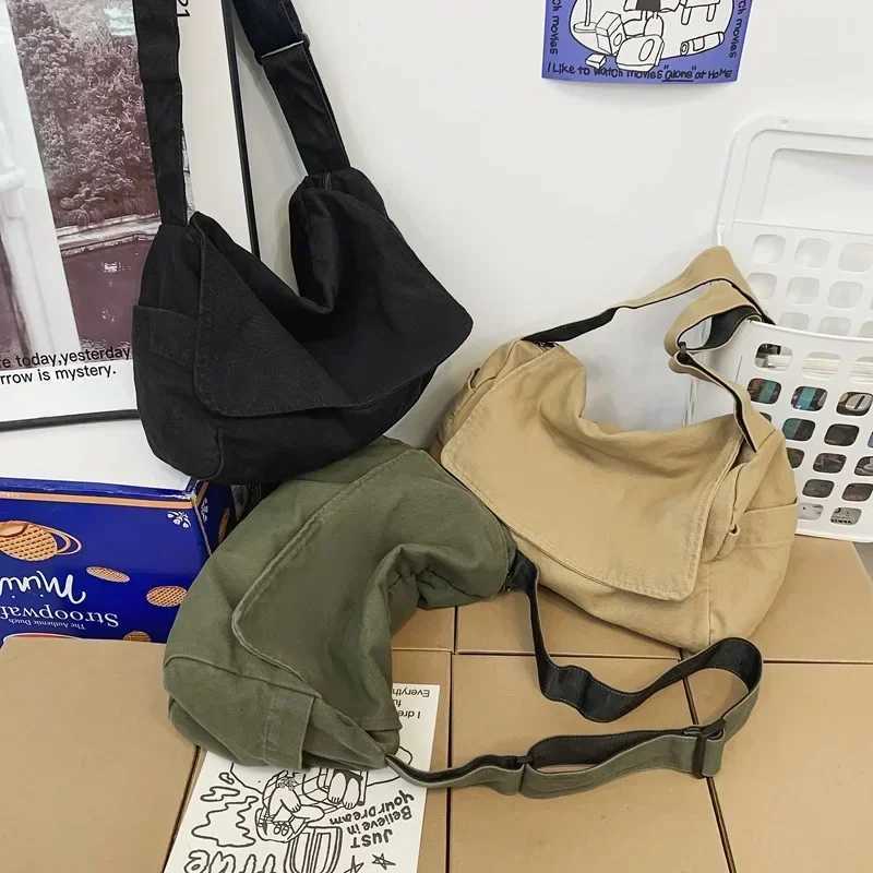 Large Capacity Canvas Womens Messenger Bag Vintage Handbag Canvas Teenager Shoulder Tote Bags Casual Handbag Crossbody Handbags Z250225