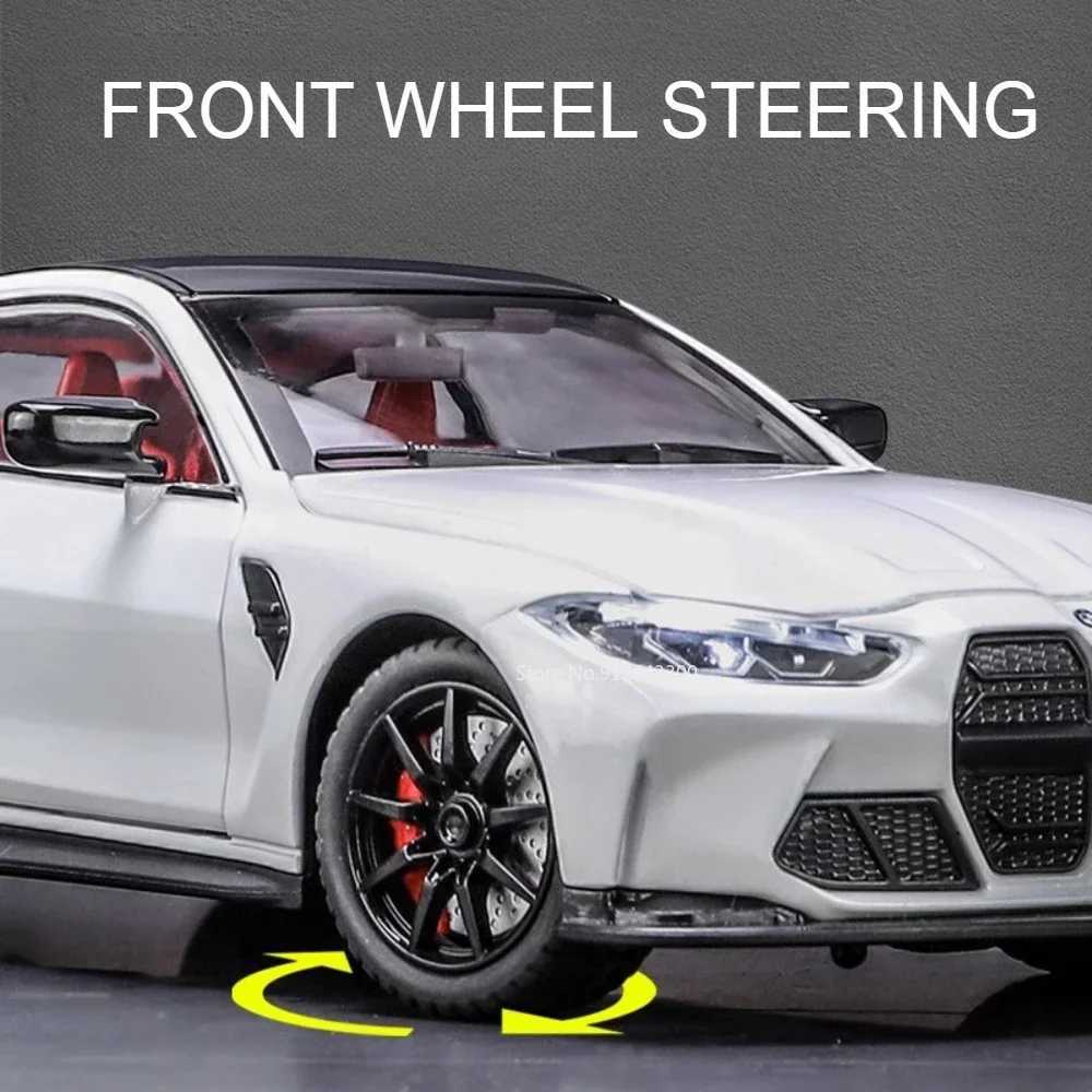 1 24 M4 Sports Car Model Toy Diecast Metal Free Wheeling sic Light Pull Back Miniature Vehicles Models Gifts for Children Free shipping