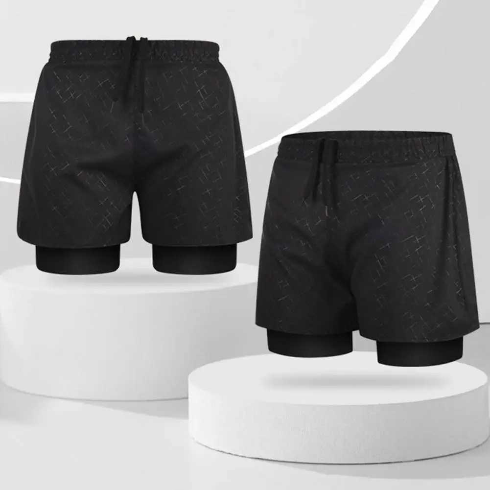 Adjustable Waist Swimming Shorts Swimming Pants Mens Quick Dry Double Layer Swim Shorts with Elastic Waist Slim Fit for WaterXJ250224