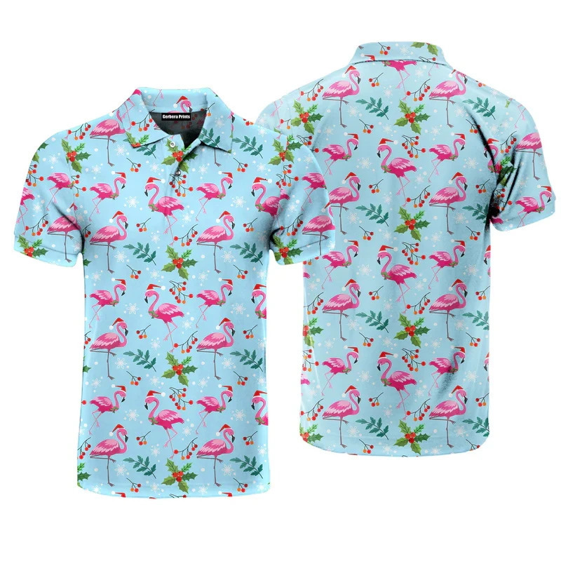 Classic Flamingos Pattern Polo Shirts For Men Women 3D Print Cartoon Animal Golf Shirt Summer Short-Sleeve Hawaiian POLO Tops 250225
