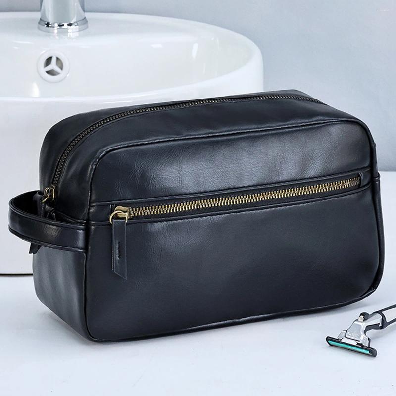 2025 NEW Duffel Bags Men Vintage PU Leather Portable Toiletry Bag Travel Necessary Business Cases Male Hanging Double Layered Wash zhanyishengli