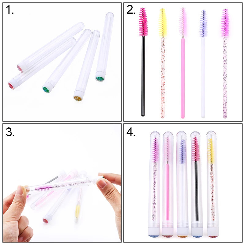 Reusable Eyebrow Brush Tube Disposable Eyelash Brush Eyebrow Brush Replaceable Dust-proof Sparkling Broken Diamond Makeup Brush 250224