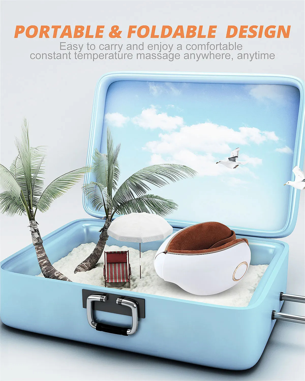 Foldable thermal massager with compression vibration reduces eye fatigue and improves sleep 250219