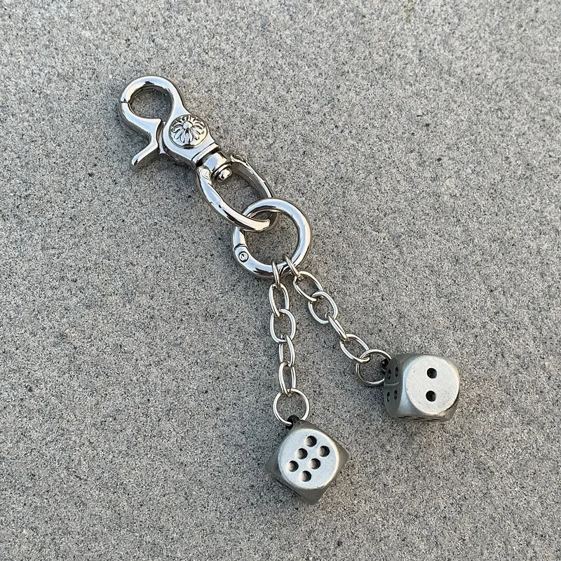 Vintage Floral Heavy Duty Keychain Dice Pendant Matching Accessory Bag Hanging Decoration Clean Fit Trendy Niche Style Metal Mat 250224