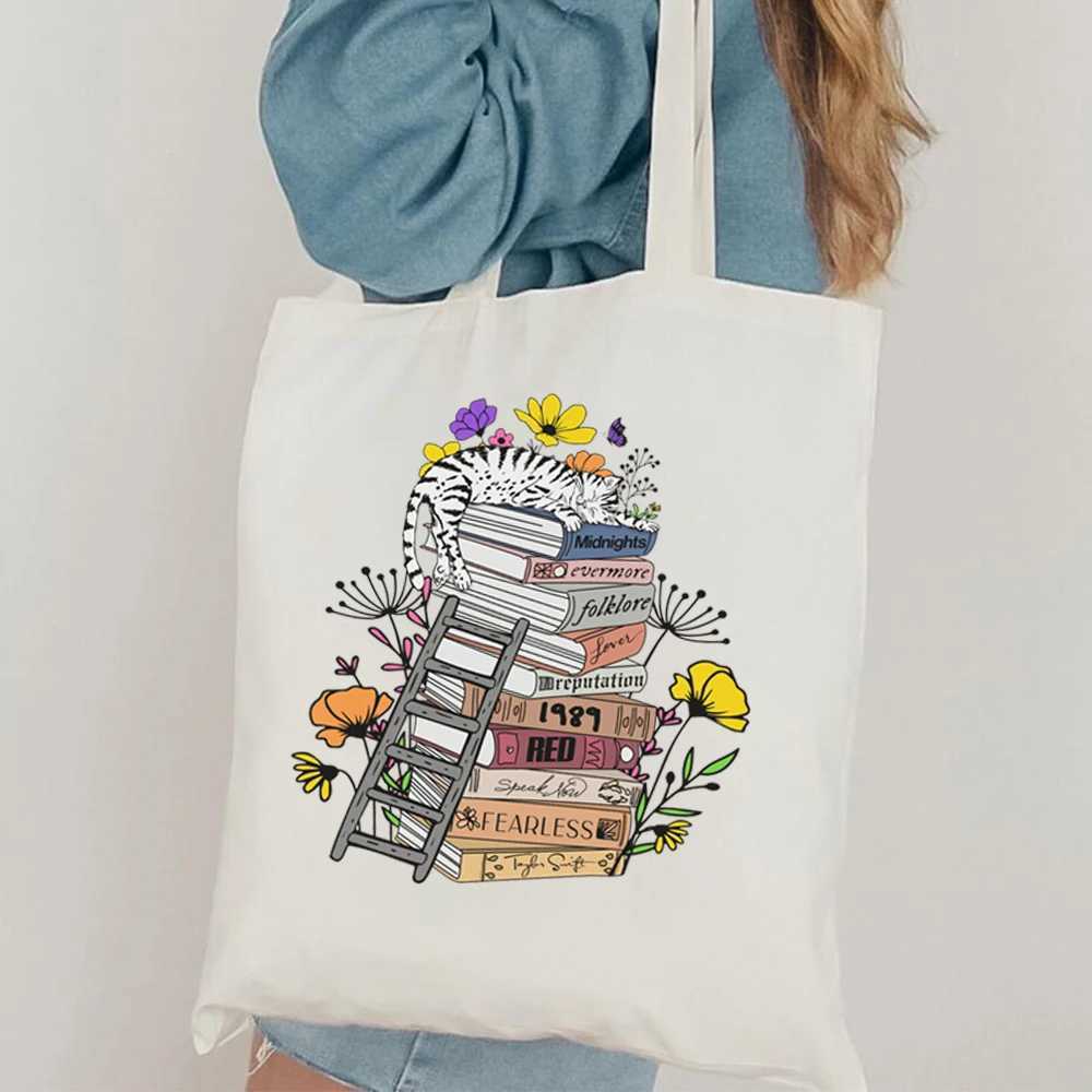 Taylors Version Tote Bag Music Inspired TTPD Album Print Canvas Bag Eras Tour Anti Hero Tote Cute Travel Bag Fashion Handbag Z250224