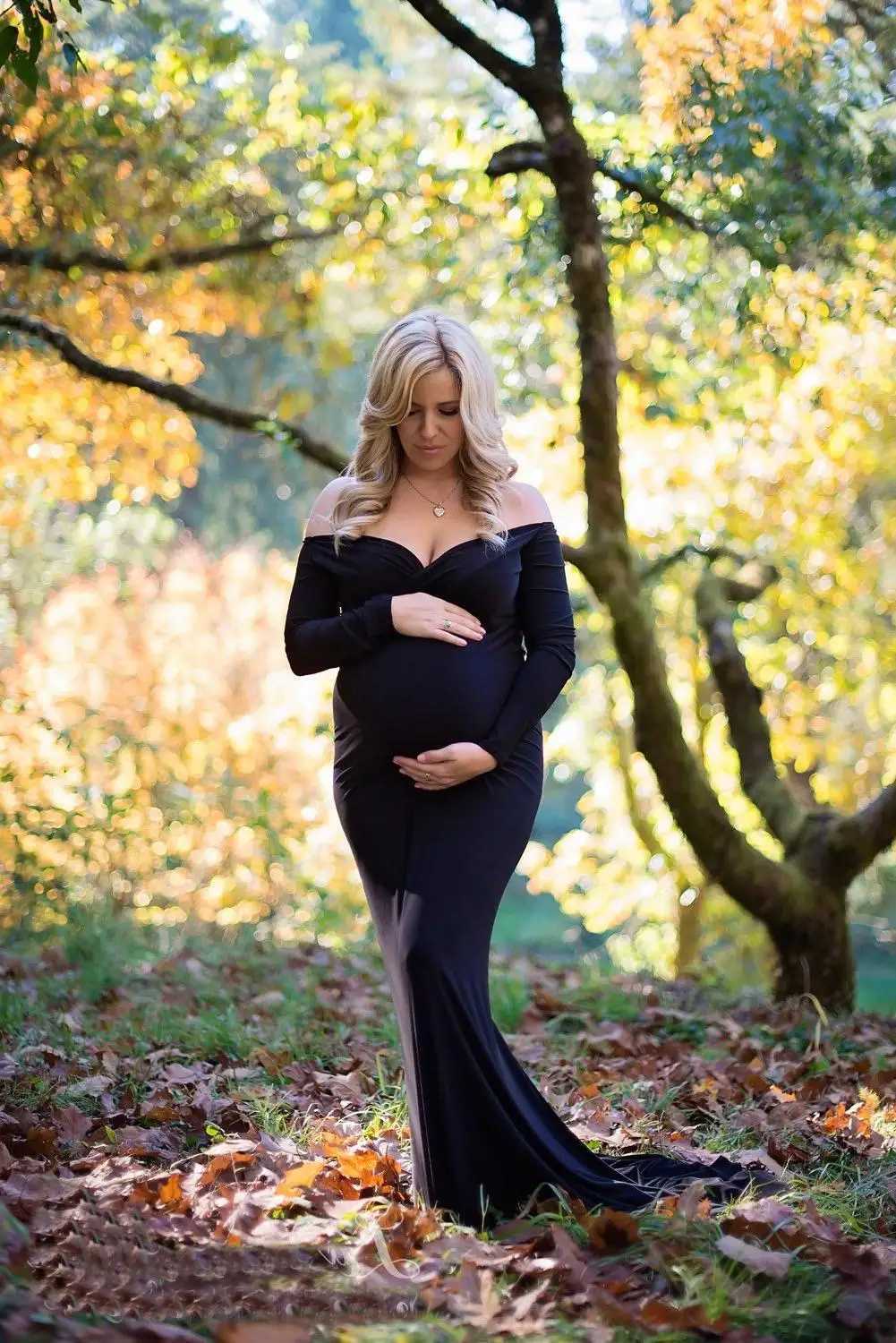 Sexy Maternity Dresses Womens Pregnant Sexy Photography Props Off Shoulders Nursing Long Dress maternity dresses for photo shoot X250224