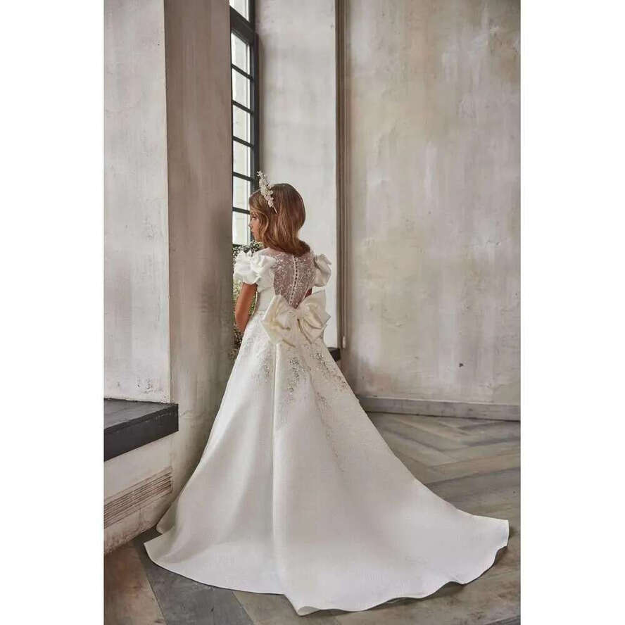 Sleeves Cap Wer Girl For Weddings A E Scoop Appliques Beaded Long First Communion Dresses Little Customized Ppliques