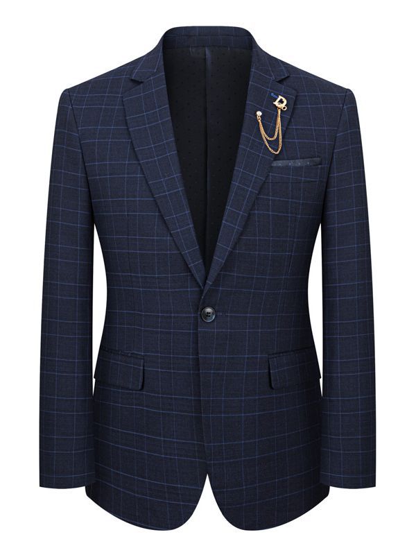 Y225Men's plaid suits business Korean style slim fit groomsmen
