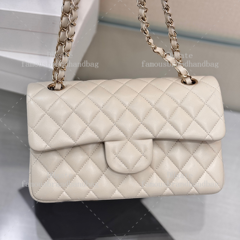 Small Flap Bag 23CM Classic Chain Bag Lambskin Leather Crossbody Handbag Luxury Shoulder Bag 24C03C