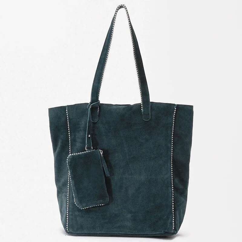 Fashion Beading Chains Tote Vintage Faux Suede Shoulder Bag Designer Purses And Handbags Rivet Shopper Bags For Women