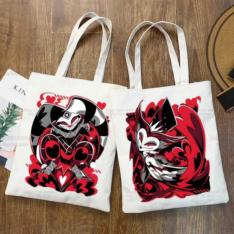 Cartoons Helluva Boss Women Shopping Bag Eco Reusable Female Tote Bag College Handbag Large Ladies Shoulder Shopper Bag Z250224
