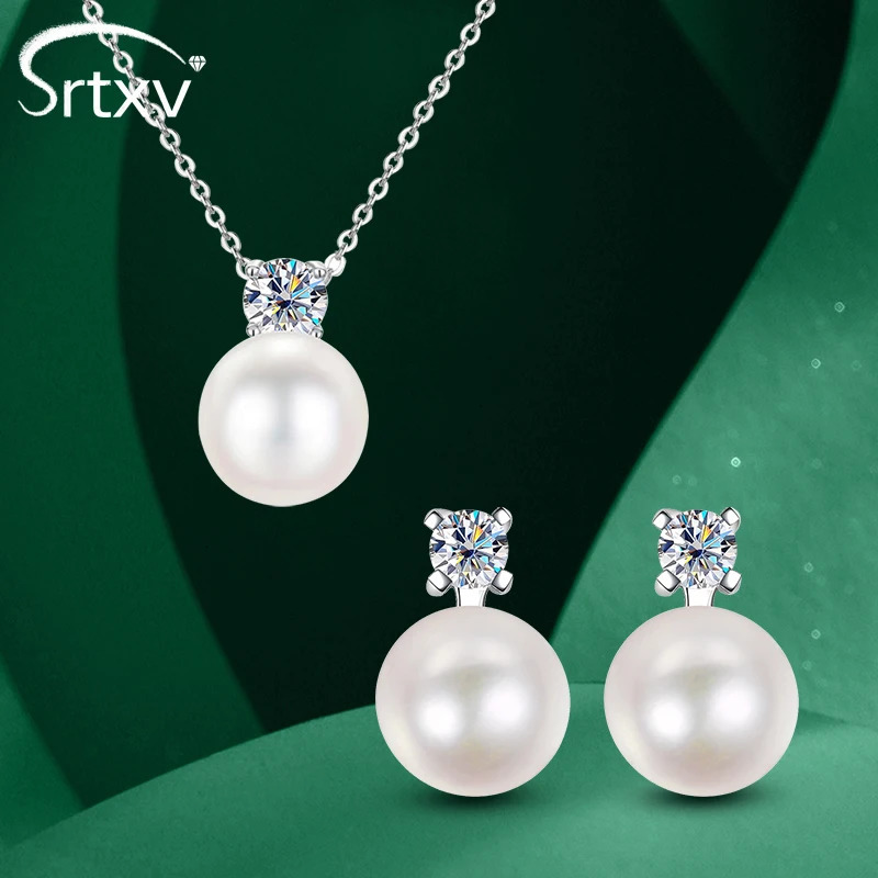 Real Freshwater Pearl Jewelry Sets Earrings Necklace S925 Sterling Silver Women Pendants Wedding Party Gift Certified 250221