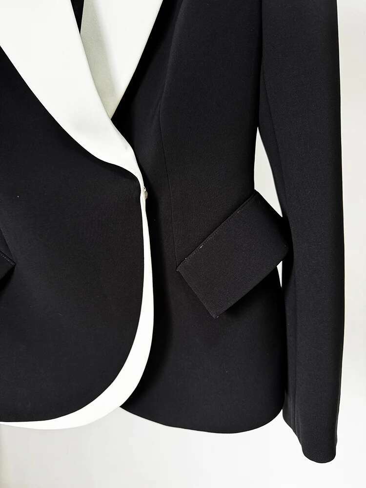 Newest womens designer clothing Jacket Women's Color Block Patchwork Slim Fitting Blazer