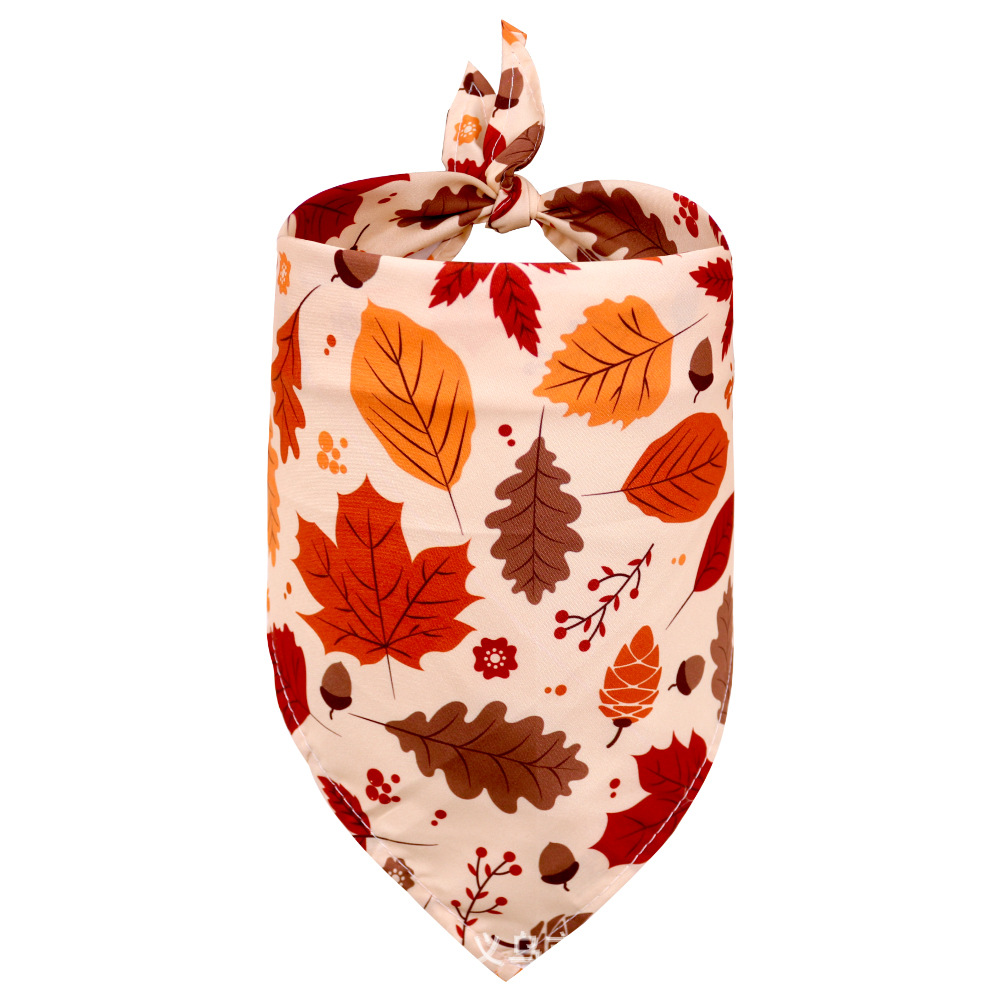 Pet supplies, dog drool towel, Thanksgiving triangle towel, cat and dog universal decoration, maple leaf pumpkin drool towel