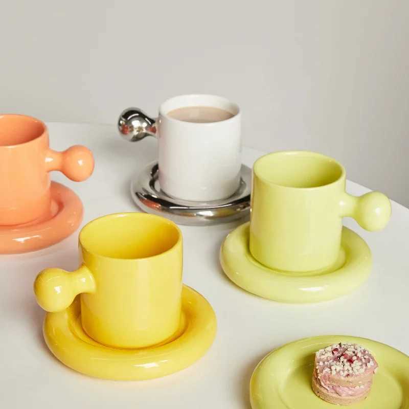 Ceramic Mug with Saucer Home Decoration Cute Creative Combination Breakfast Cup Coffee Cup Coffee Mugs with TrayC250224