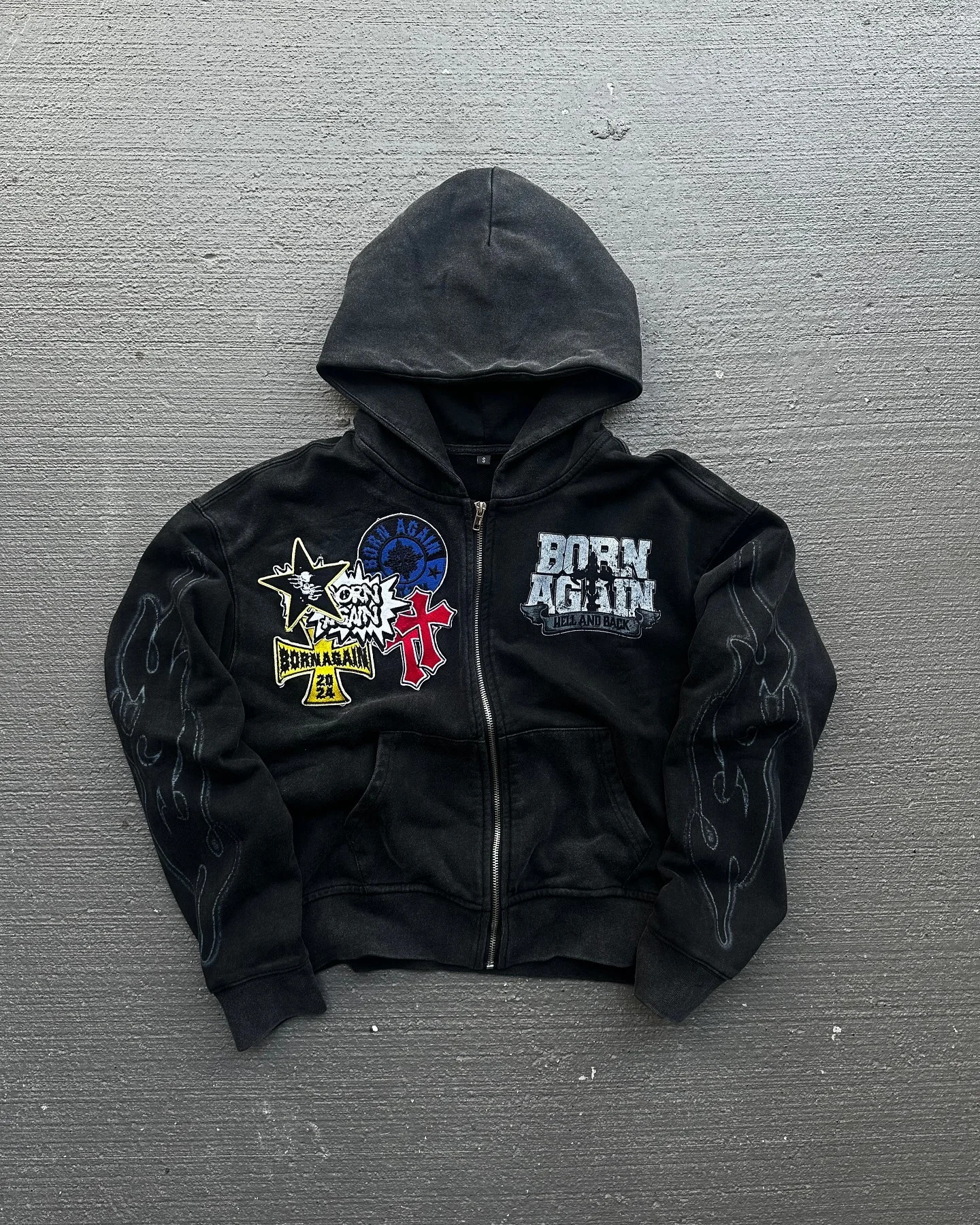 Hip Hop Grunge Y2K Streetwear Hoodie Womens Letter Pattern Print Zip up Sweatshirts Hooded Vintage Retro Pullover Tops 250224