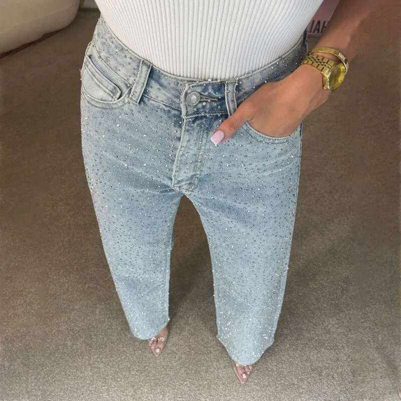 Women's Wear EAEOVNI Street Y2k Women's Jeans High Waist Fashion Dias Spliced Design Long Denim Trousers Spring New