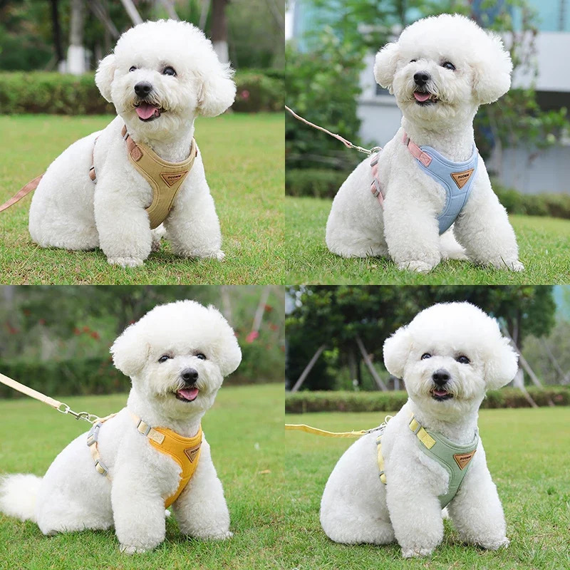 Puppy Harness Leash Set for Small Medium Dog Cat Vest Breathable Pet Chest Strap French Bulldog Chihuahua Poodle Pet Supplies 250224