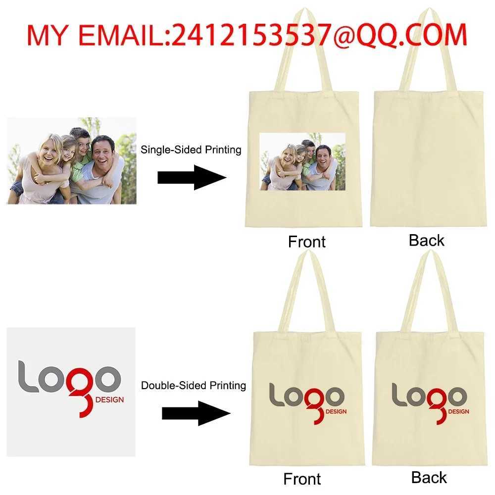 DIY Personal Customized Tote Bag Shopping Add Your Print Original Design Fashion Travel Canvas Shoulder Bags Women Handbags Z250224