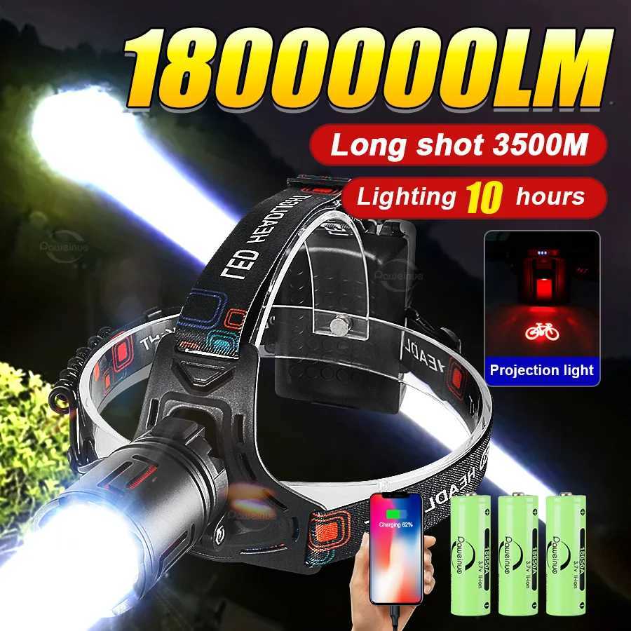 2024 Ultra Powerful LED Headlamp Super Bright Long Range Head Flashlight USB Rechargeable Head Torch Fishing Hunting Head Light X250225