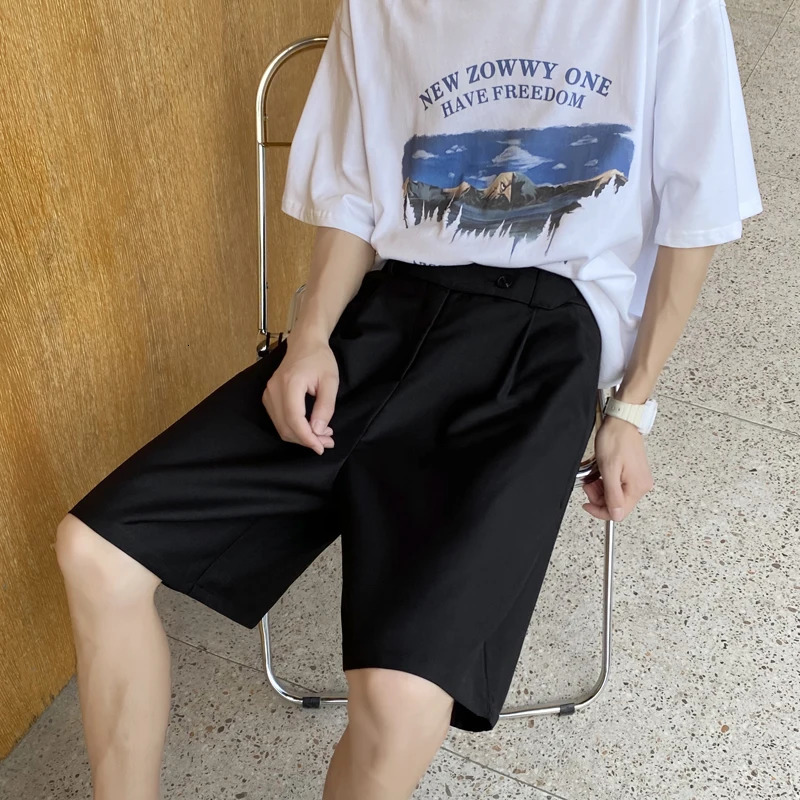 Summer Black Suit Shorts Men Fashion Social Mens Dress Shorts Korean Khaki Casual Suit Shorts Mens Office Formal Shorts M-2XL 250224