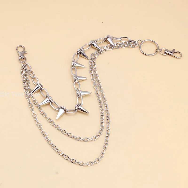 New Hip-hop Punk Metal Rivets Pants Chain Multi-layer Waist Chain Dr Up Pants Hundred With JewelryXJ250224
