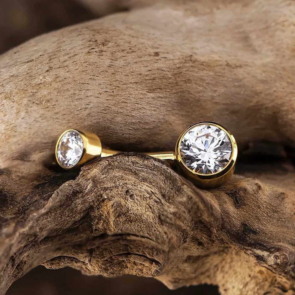 Right large ASTM F136 titanium belly button buckle ring 10mm 12mm with circular CZ internal thread NAVEL ring belly button rodXJ250224