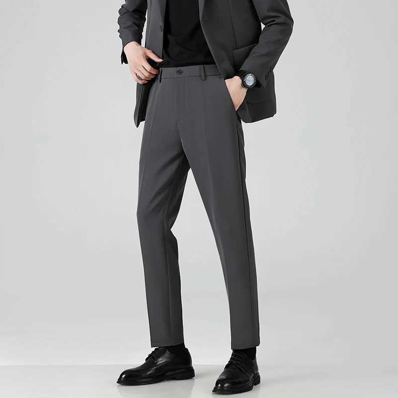 2024 Autumn/Winter Thick Mens Casual Pants Straight Loose Fashion Trend Business Versatile 9-point Suit Pants W250225