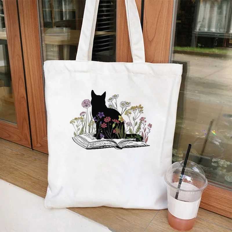 Book Lover Printed Shopping Bag Handbag Shopping Bag Reusable Handbag Black Handbag Travel Handbag Z250224