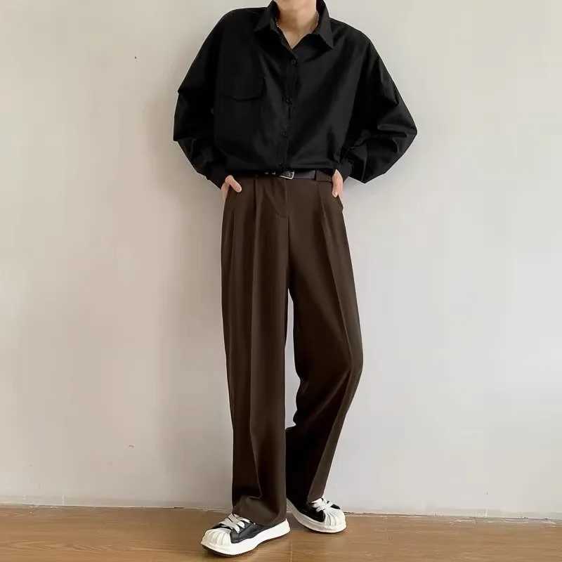 Brown Black Suit Pants mens slim fit fashionable mens dress Pants Korean casual straight pants mens office officially Trouser W250225