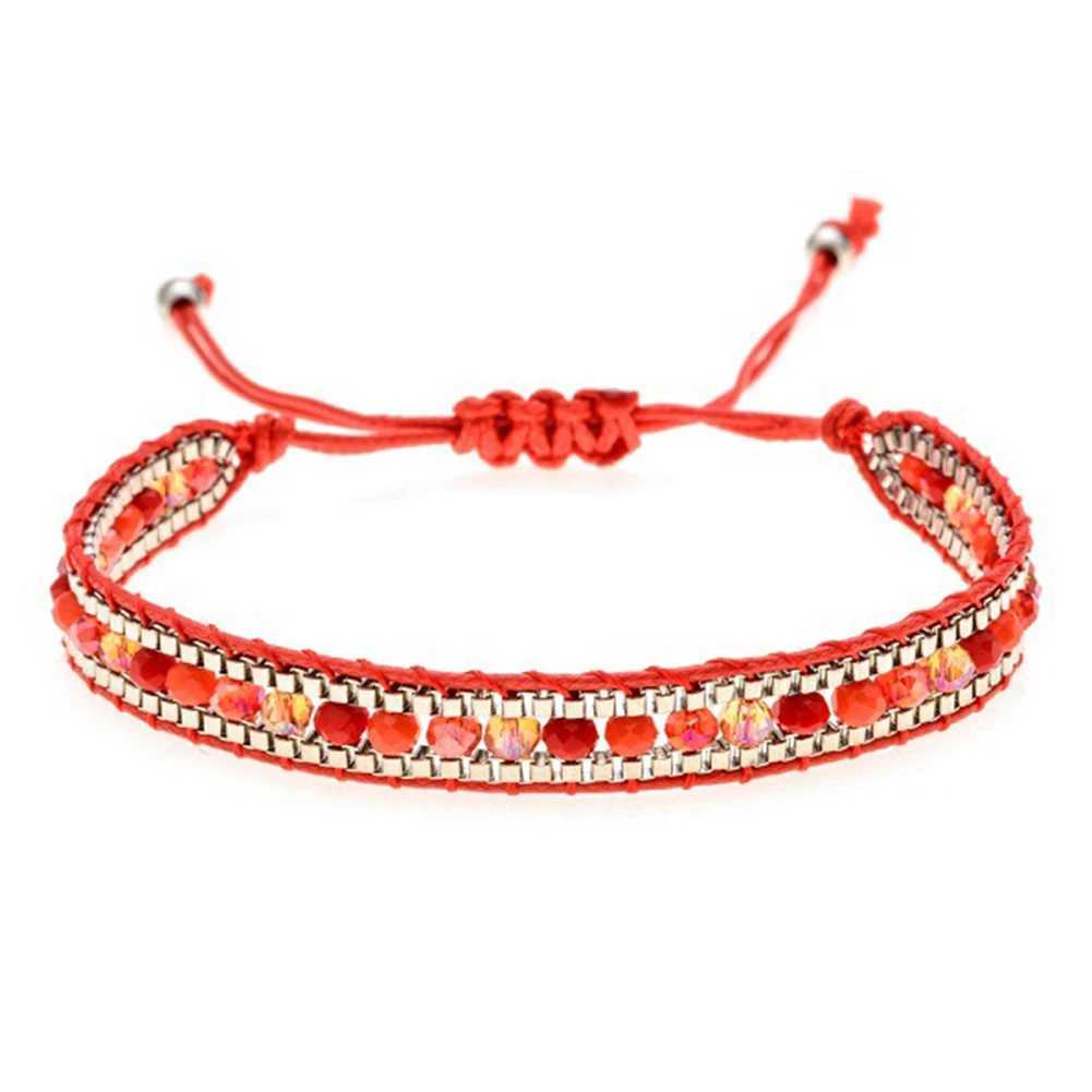Bohemian Ladies Bracelet Fashion Hand-woven Bracelet Crystal Single Layer Beaded Bracelet National Wind Friendship Bracelet GiftXJ250225