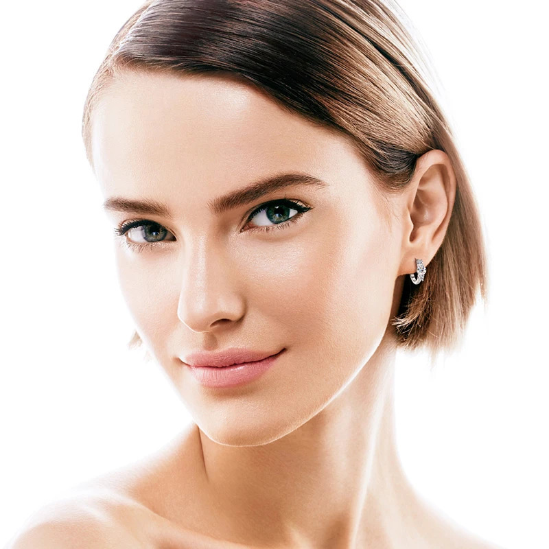 Lnngy Three Stone Earring Original 925 Sterling Silver Hoops Earring For Women Girls Lab Created Diamond Jewelry Gift 250221